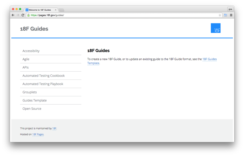 18F Guides homepage